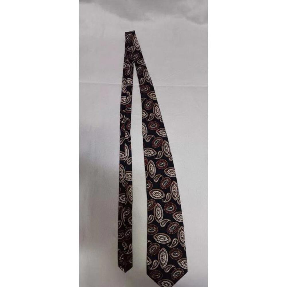 Vintage Pierre Cardin Tie Mens Navy Blue Multicolored Paisleys 100% Silk...